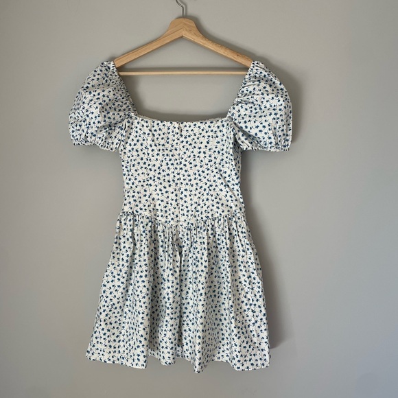 NEW Reformation Marielle Puff Sleeve Mini Sundress Hanna Blue Floral | size 2 - Picture 9 of 13